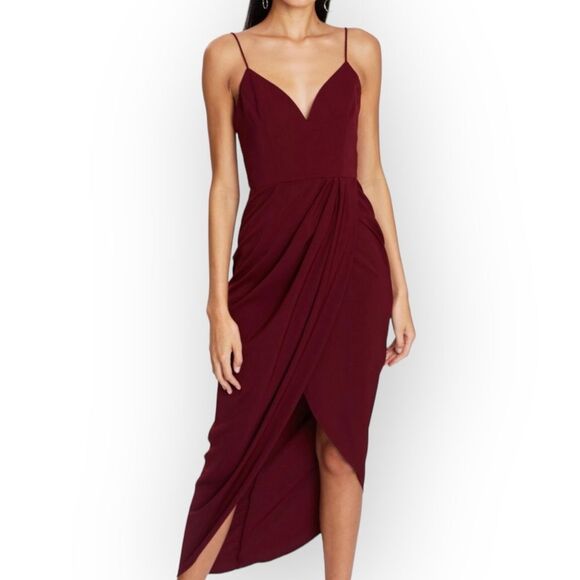 Shona Joy Dresses & Skirts - SHONA JOY NWT Core Cocktail Wrap Dress‎ in Burgundy- size 8- coquette cocktail